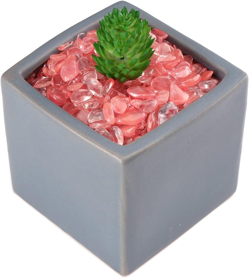 WAYBER Decorative Pebbles, 2 Lbs/920g (Fill 2 Cups) Pink Crystal Quartz Stones Irregular Rock Gravel for Aquarium Turtle Tank Decoration/Succulent Plant Landscape/Flowerpot Vase Ornament