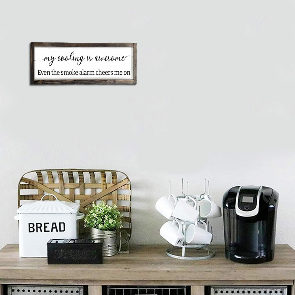 Dazingart Funny Kitchen Sign, My Cooking Is So Awesome, Farmhouse Kitchen Wall Decor,Rustic Quote Wooden Plaque Hanging For Housewarming (cooking)