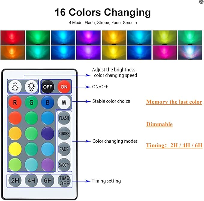 Pond Lights Underwater LED RGB Colored Fountain Lights IP68 Waterproof Spotlight Timing Adjustable Submersible Spot Lights for Fish Pond Garden Lawn Yard Waterfall (Set of 3)