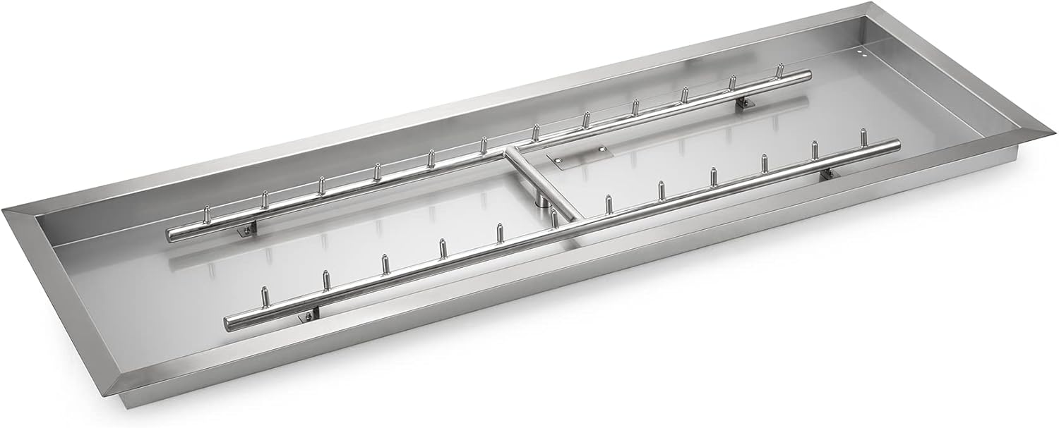 Stanbroil 48 x 14 Inch Upgrade Rectangle Fire Pit Jet Burner Pan, 304 SS Propane Gas Firepit for Outside DIY Fire Pit Table, High Flame, BTU 185,000 Max