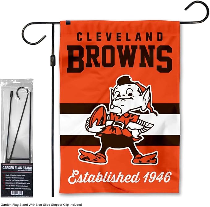 WinCraft Browns Retro Garden Flag and Stand Pole Holder Mount