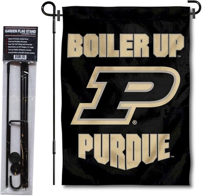 College Flags & Banners Co. Purdue Boilermakers Boiler Up Garden Flag with Pole Stand Holder