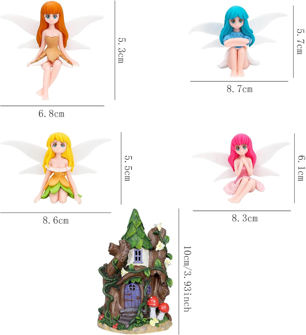 ONEST 8 Pieces Miniature Fairy Garden Accessories Small Fairy Figurines Hand Painted Fairies Figures for Car Decor Garden Flower Pot Birthday Cake Topper