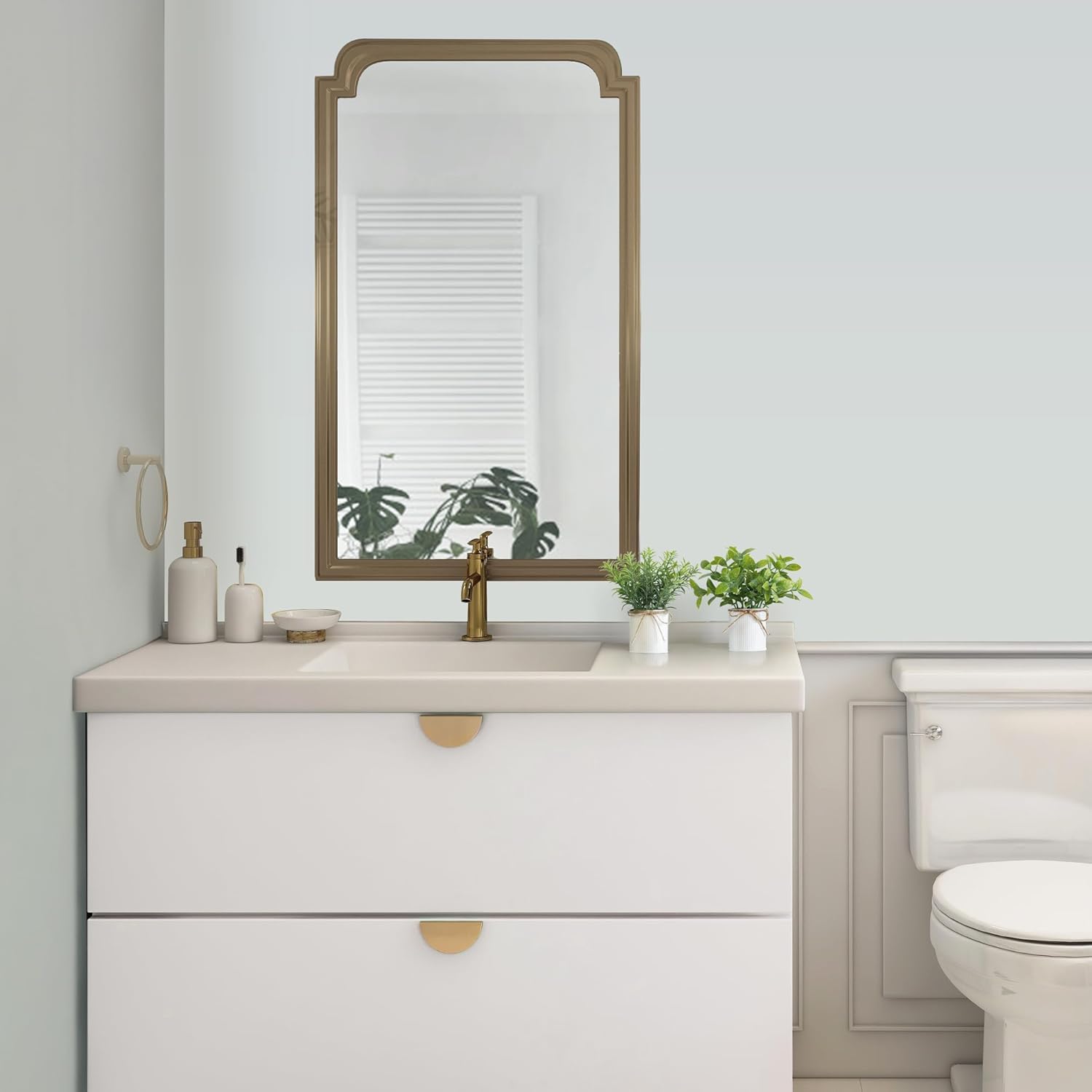 Mkono 4 Packs Small Fake Plants in Farmhouse Galvanized Pots Table Centerpiece Mini Potted Artificial Plants Faux Eucalyptus for Shelf Office Rustic Home Decor (White)