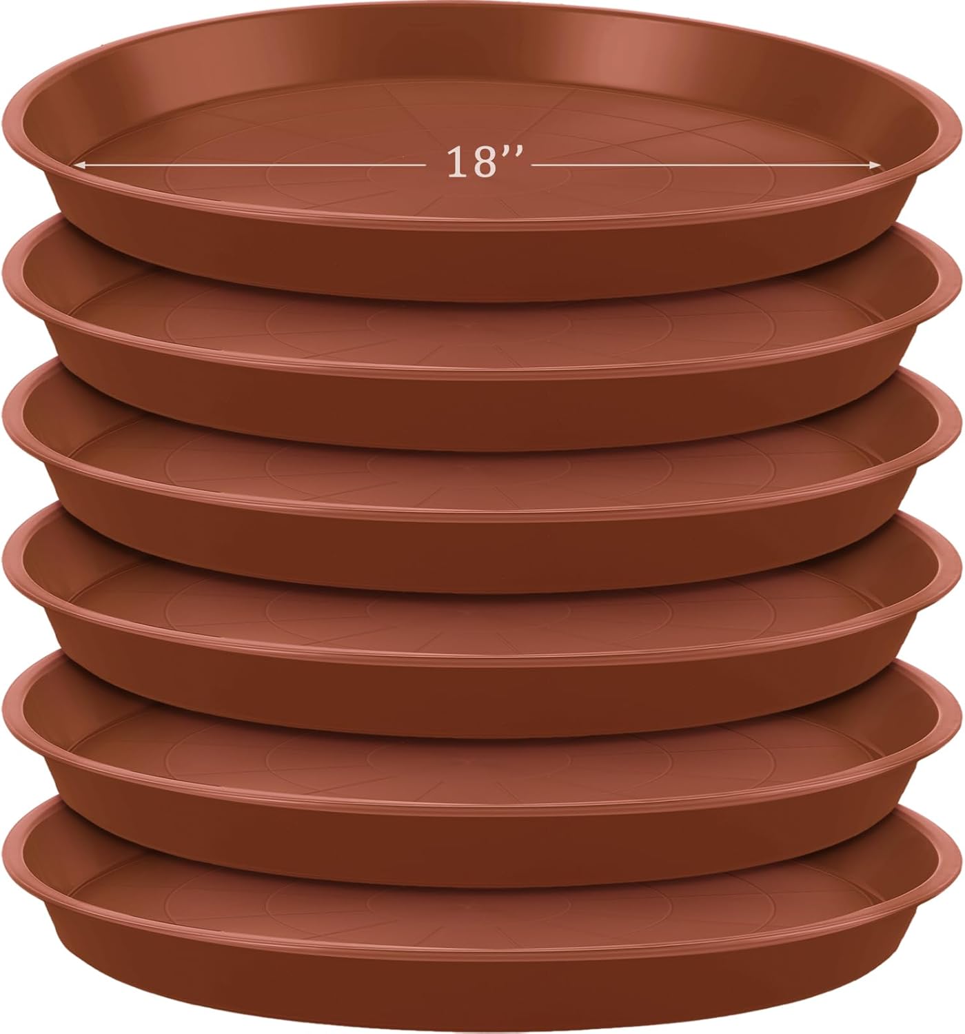 Eccliy 6 Pack Plastic Plant Saucer Heavy Duty Planter Saucers Large Plant Pot Saucers Plastic Water Trays for Indoors and Outdoors Flower Plant Plant Drip (Terracotta,18 Inch)
