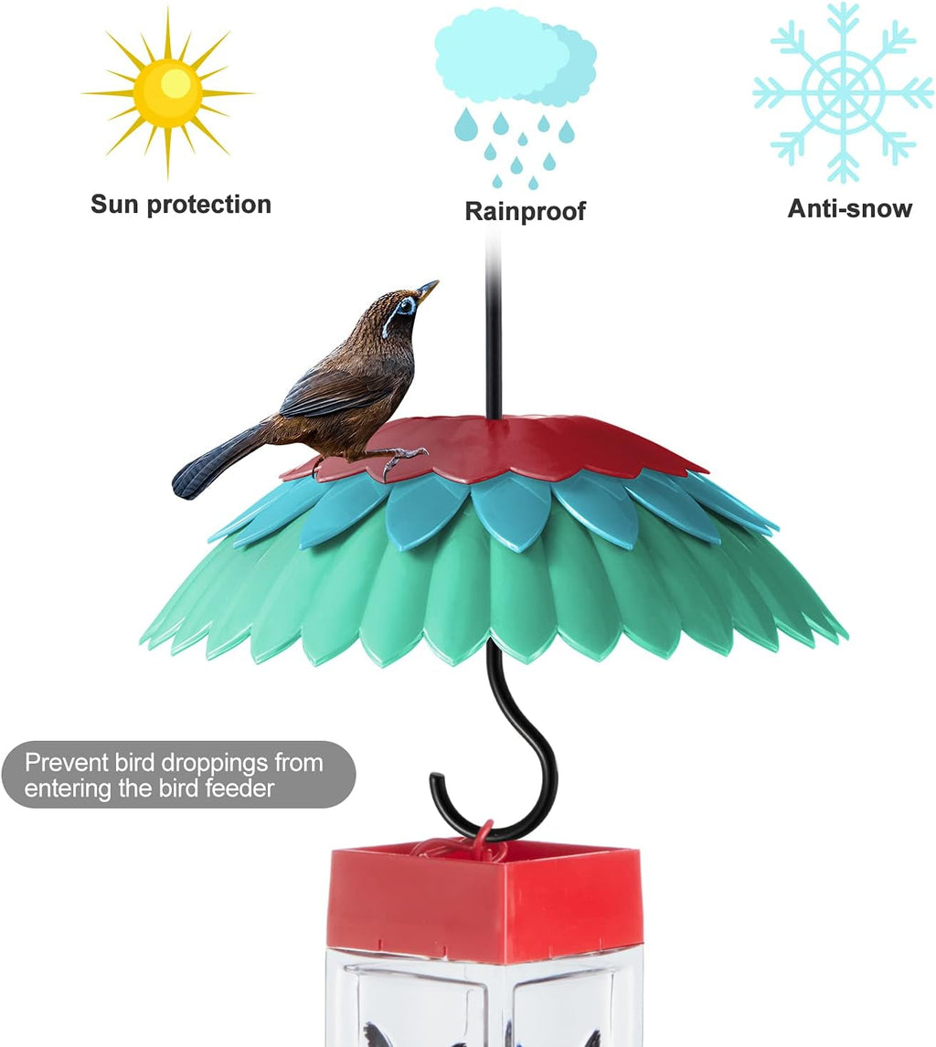 8" Nectar Defender for Hummingbird Feeder with Ant Guard, Skaithee Bird Feeder Baffle with Ant Moat & Rain Guard & Shepherd Hooks, Bright Colors Attract More Humming & Wild Birds (Green 8 inches)
