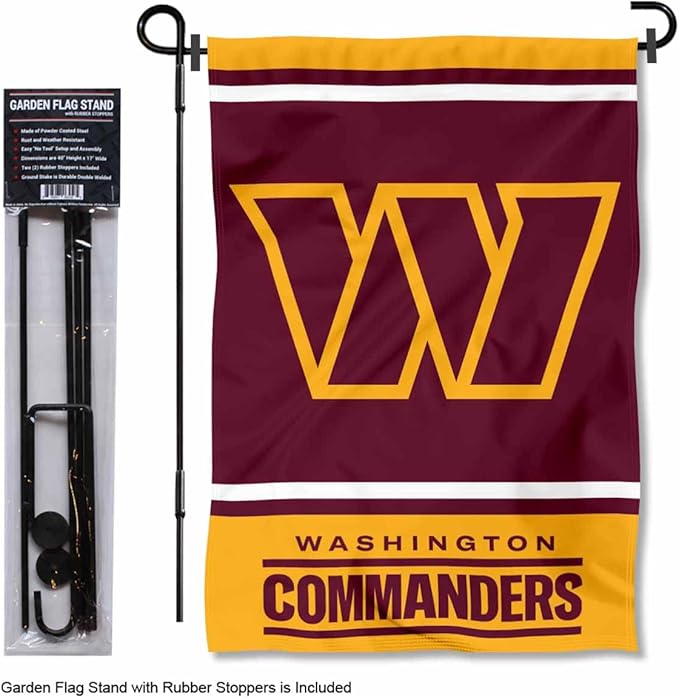 WinCraft Washington Commanders Garden Flag and Flagpole Mount