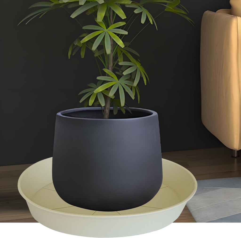 4 Pack of 16 17 inch Plant Saucer (15 inch Base), 2.3" Depth, Heavy Duty Deep Plant Trays for Pots, Plant Saucers for Indoors, Bird Bath Bowls, Drip Trays for Planter (17", Beige)