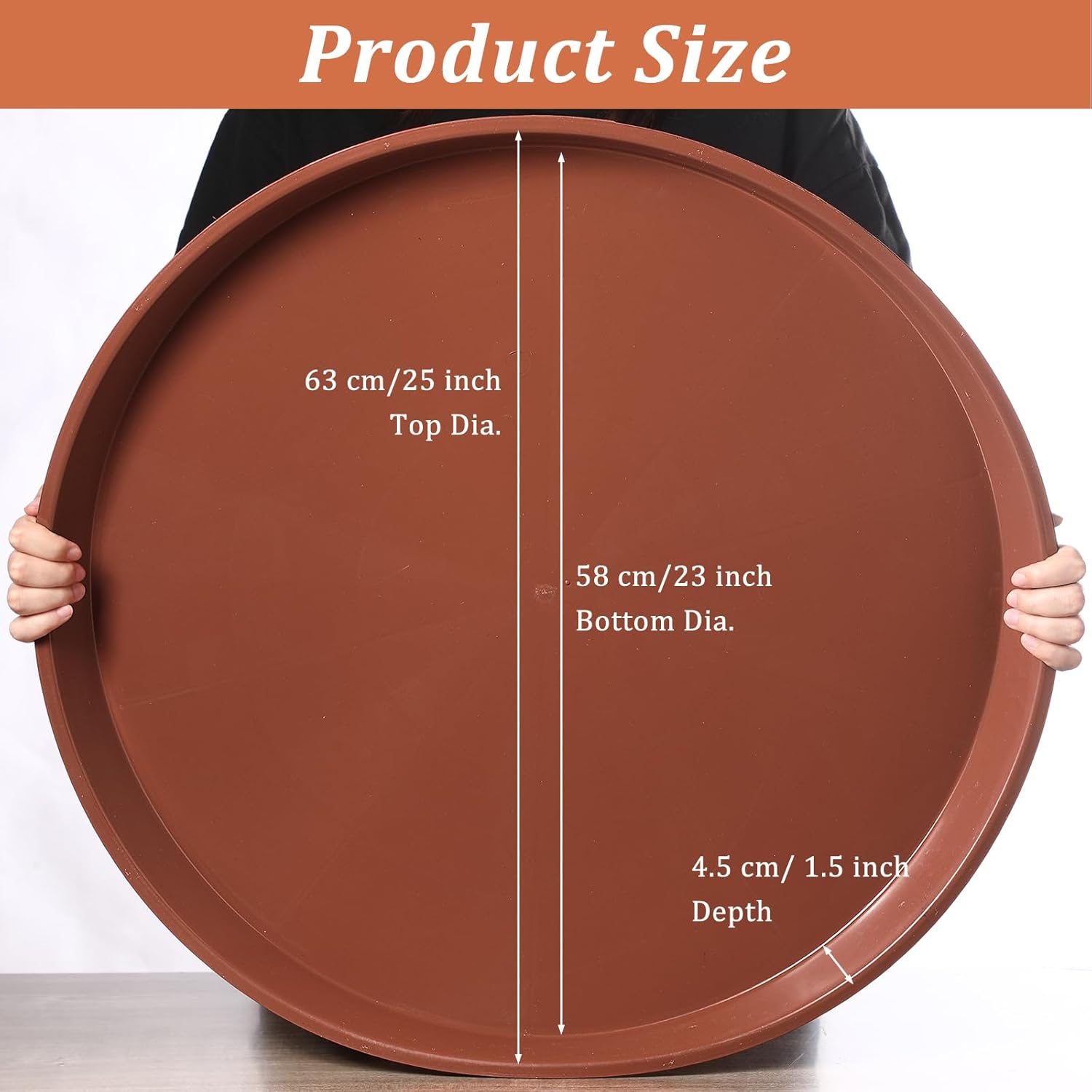 Eccliy 6 Pack Plastic Plant Saucer Heavy Duty Planter Saucers Large Plant Pot Saucers Plastic Water Trays for Indoors and Outdoors Flower Plant Plant Drip (Terracotta,25 Inch)