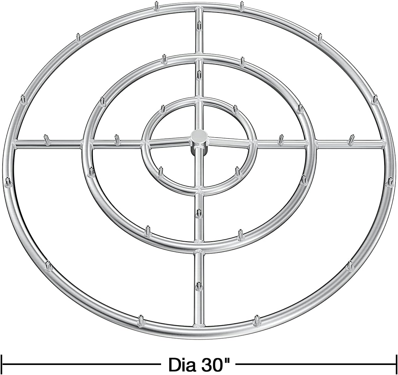Stanbroil 30" High Flame Round Jet Burner Ring for Natural or Propane Gas Fire Pit, 304 Series Stainless Steel, Triple Ring