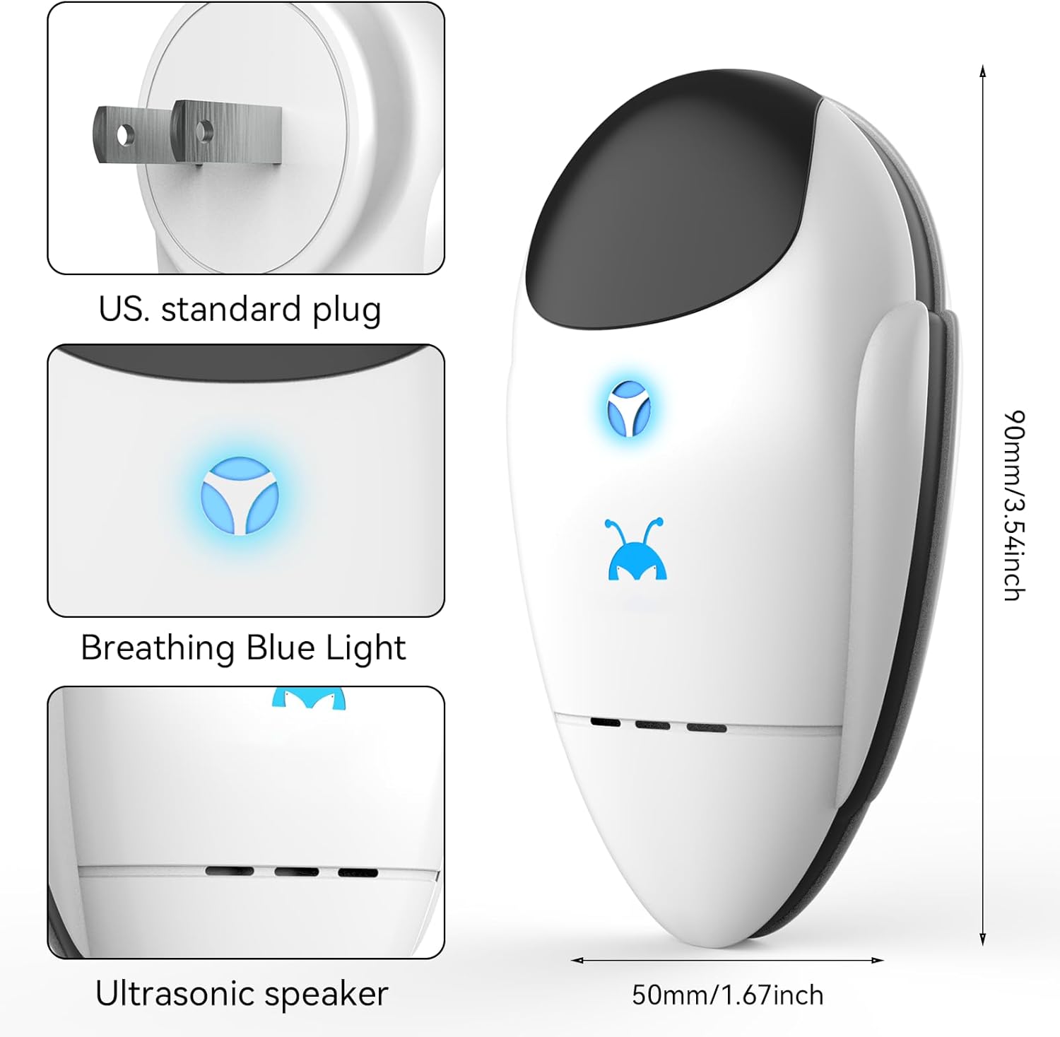 2025 Upgraded Ultrasonic Repeller & Insect Indoor Repeller, Ultrasonic Plug in Repellent for Roach, Rodent, Mouse, Bugs, Mosquito, Mice, Spider, Ant, Electronic Pest Deterrent, 4 Packs