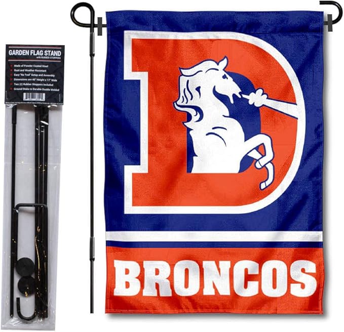 WinCraft Denver Broncos Throwback Garden Flag with Stand Holder