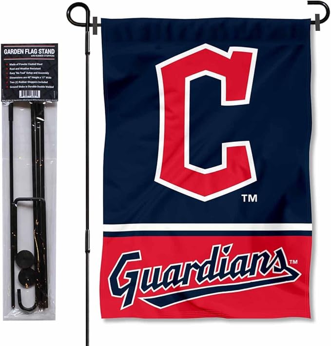 WinCraft Cleveland Baseball Diamond C Garden Flag and Pole Stand Mount