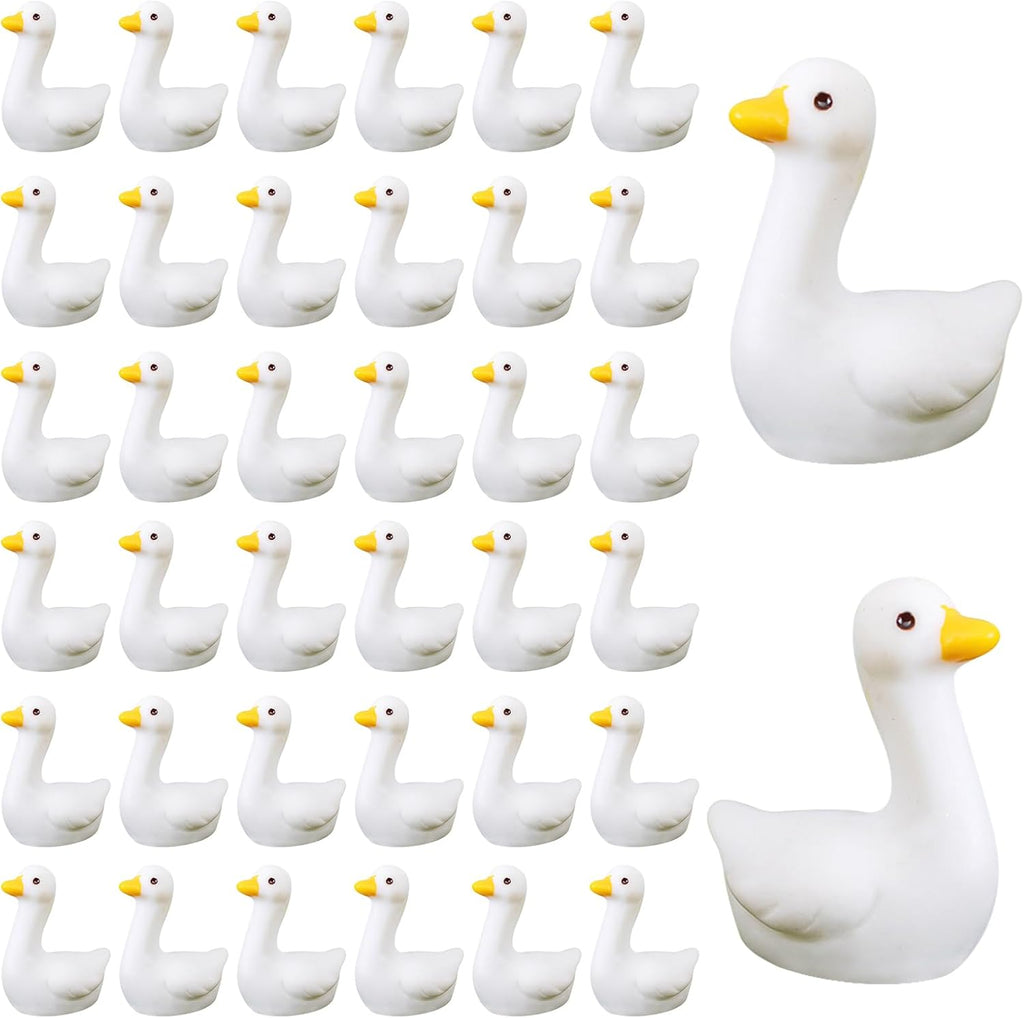 100pcs Mini Tiny Goose Figurines - Resin Geese Animal Statues for Halloween Decorations, DIY Crafts, Party Gifts, Stocking Stuffers, Micro Landscape Ornaments to Hide,Small Desk Goose Decor