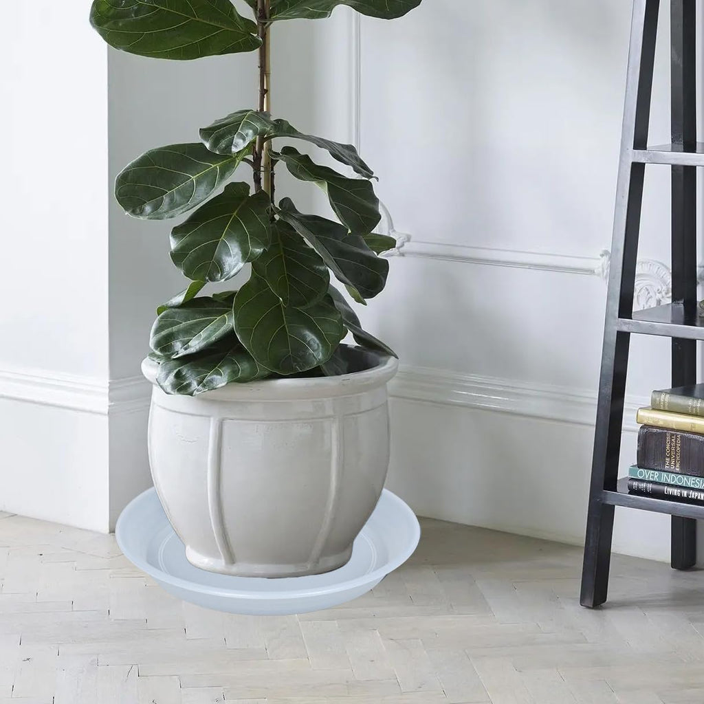 2 Pack Clear Plant Saucer Drip Tray 13 14 inch, Large Plastic Flower Planter Saucers and Drip Trays for Indoors Outdoors, Heavy Durable Plant Plate Water Catcher (14", Clear)