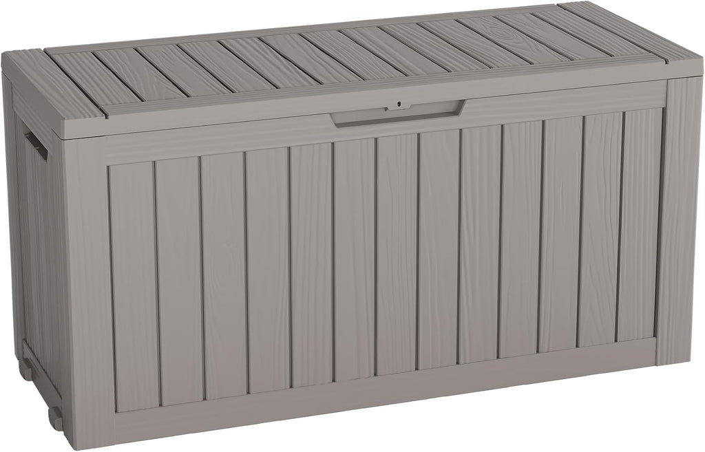 72 Gallon Deck Box Lockable Resin Outdoor Storage Box waterproof Outdoor Container for Patio Furniture Cushions, Pillow
