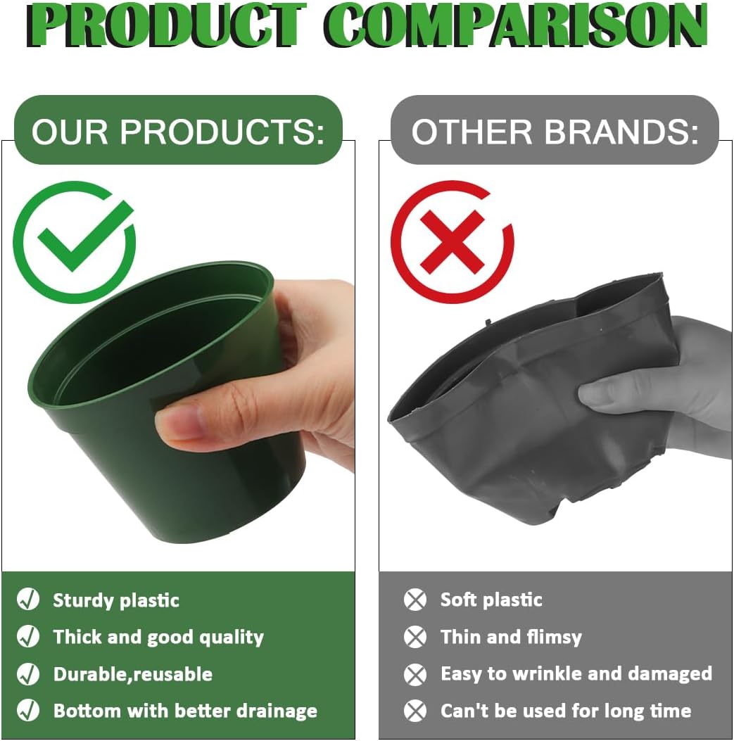 100 Pack 2.5 Inch Small Plant Pots, Plastic Nursery Pots for Plants, Seedling Pots for Planting Seeds, Succulents, Vegetables, Green