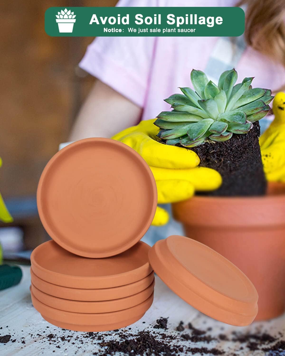 vensovo 6 Inch Terracotta Plant Saucer Pots Tray - 6 Pcs Round Planter Saucers for Indoor & Outdoor Plants, Small Clay Trays Perfect for 5 Inch 5.5 Inch 6 Inch Flower Pot