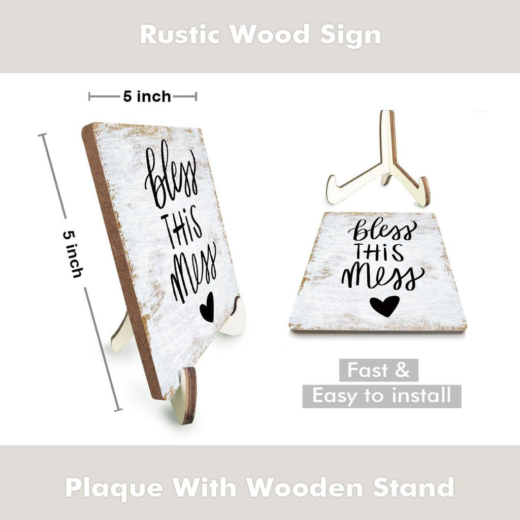 Inspirational Wood Sign Rustic Desk Decor Home Bathroom Office Decor Work Table Desk Accessories Decorative Christian Religious Bible Verse Faith Decorations Office Supplies for Desk Cubicle Decor