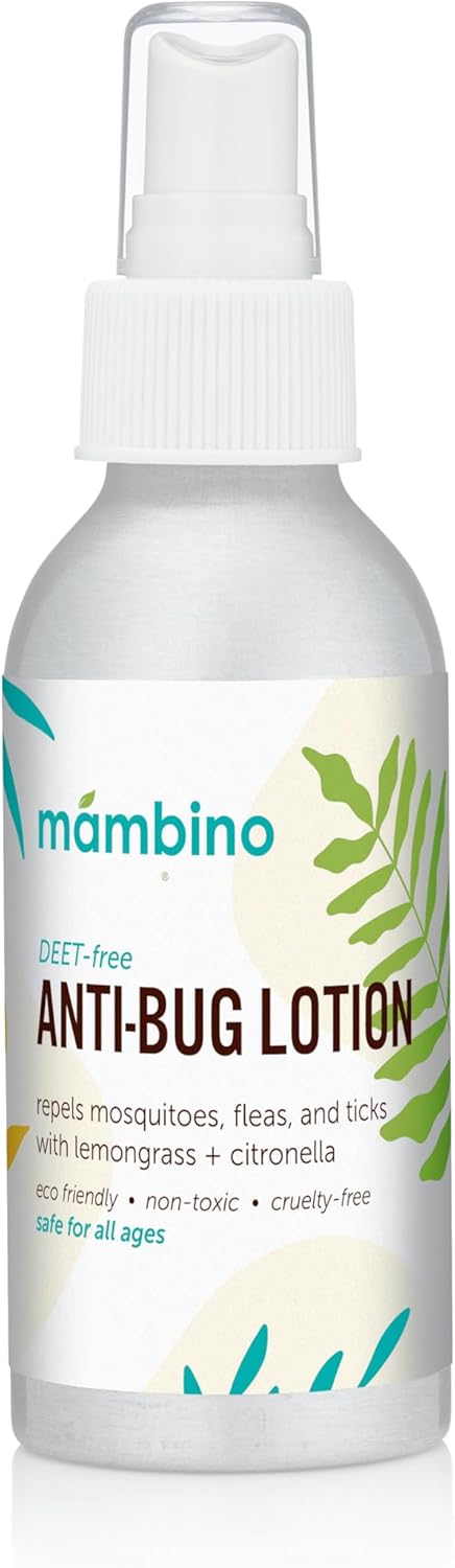 Anti-Bug Lotion DEET-Free – All-Natural Bug Lotion Travel Size Made with Nourishing Essential Oils – Bug Repellent for Babies, Kids, Adults, Camping, & More by Mambino Organics, 4oz