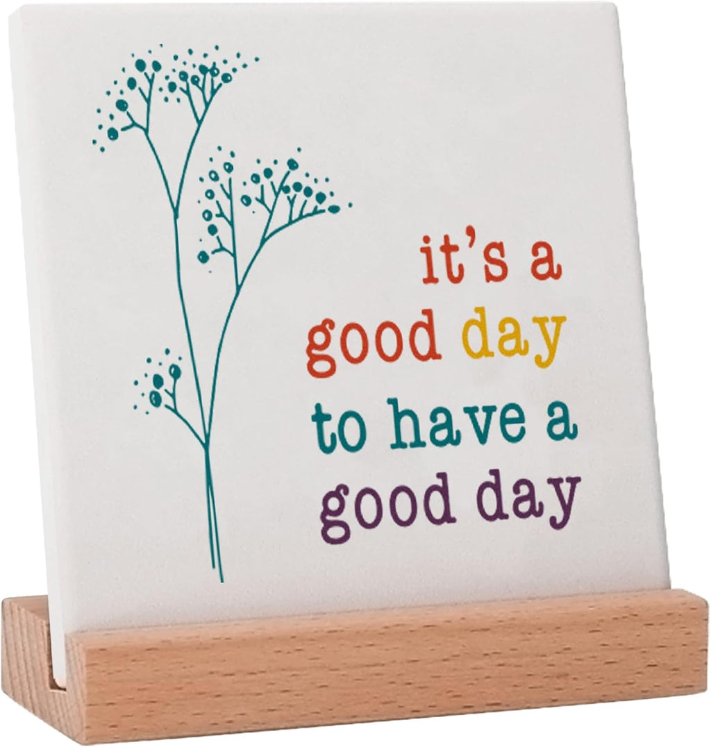 Positive Decor Motivational Gifts for Women, It's a Good Day Sign Inspirational Desk Art Decor, Emotion cheerful Support Mindset Good Vibes Decoration for Home Office
