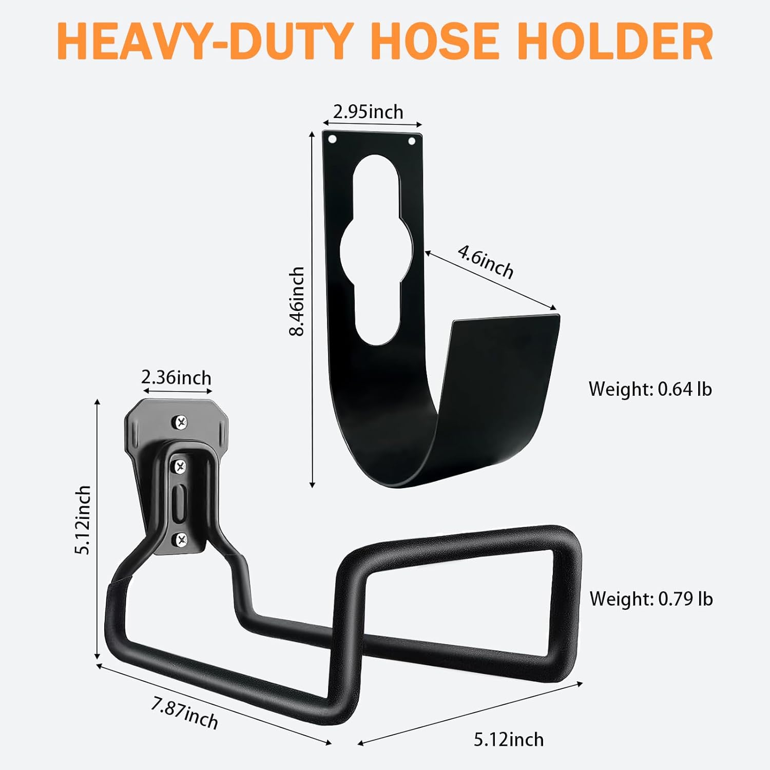 WaterHose Holder, 2 Pack Heavy Duty Wall Mount, Metal Hose Reel, Sturdy Hose Hanger Rack Stand for Outdoor Yard & Garage Storage