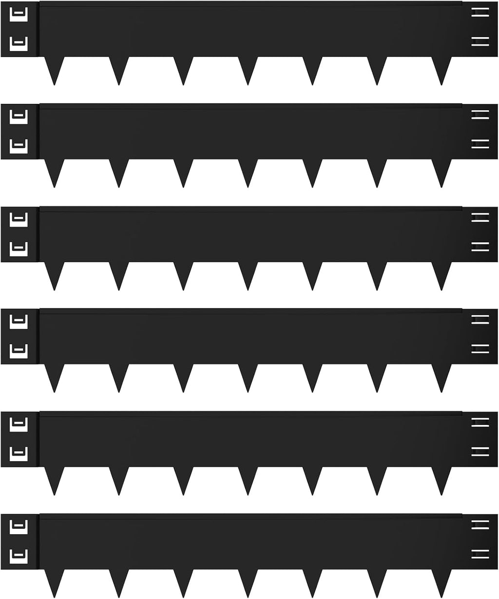 Galvanized Steel Landscape Edging - 40 Inch Strips, 8 Inch Depth, 6-Pack Black Bendable Metal Edging - 20FT Total Length