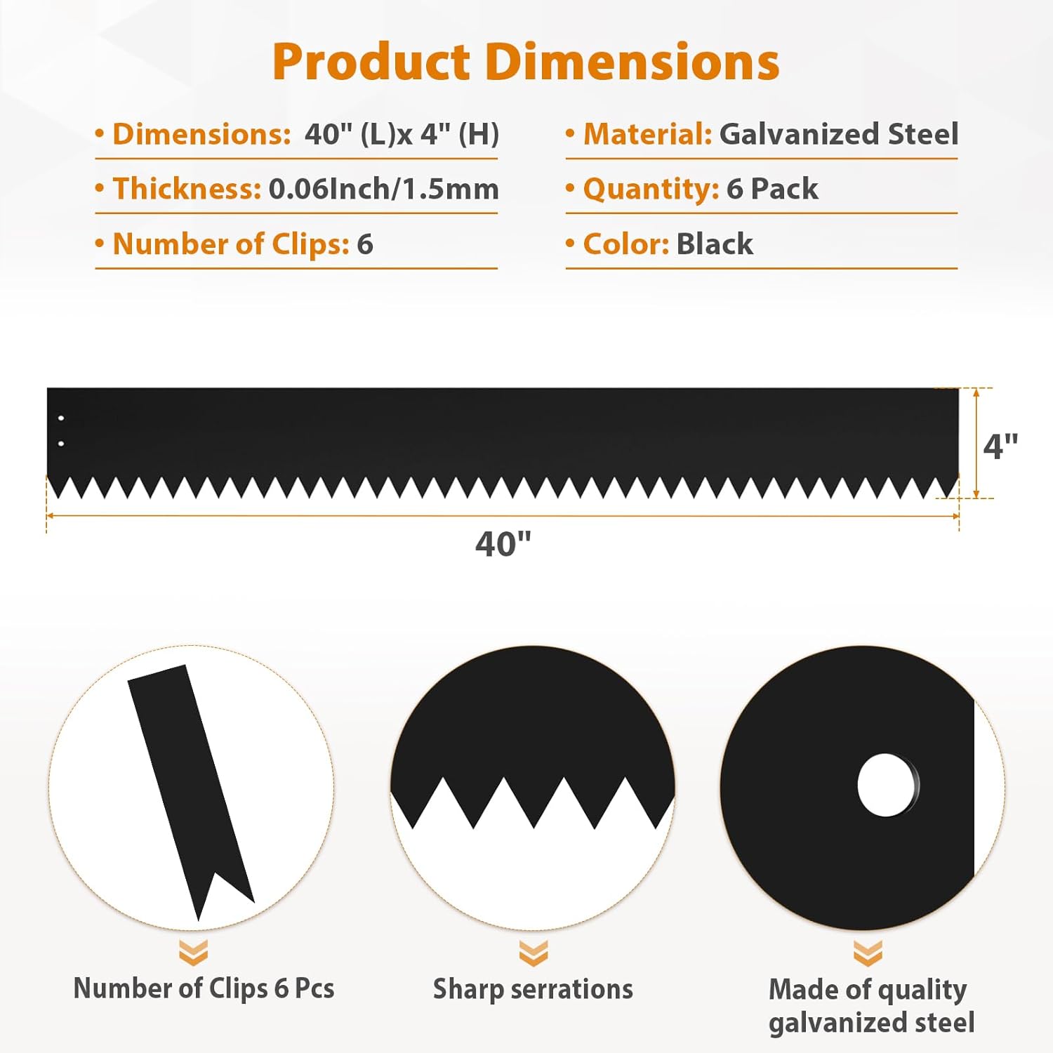 Steel Landscape Edging 40 Inch Strips, Steel Edging 4 Inch Depth, 6 Pack Hammer in Landscape Edging, Metal Landscape Edging, Metal Edging for Landscaping