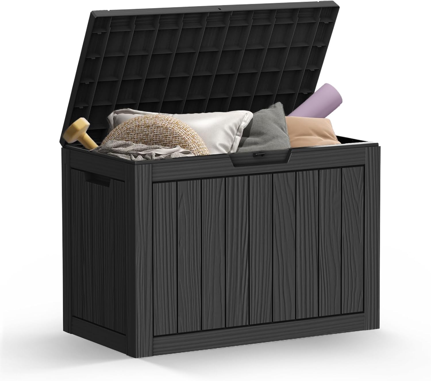 Mars Villa 45 Gallon Outdoor Storage Box, Resin Deck Box Waterproof, Storage Chest for Outside Patio Furniture Cushions, Pool Supplies, Garden Tools, UV Resistant and Weatherproof, Black