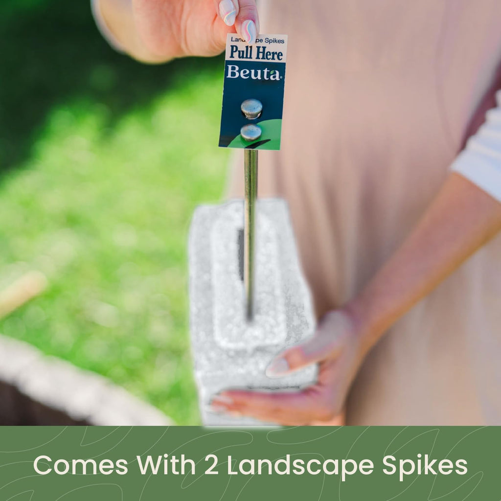 Beuta Landscape Edging | Garden Edging Border | Faux Stone Blocks for Lawn Edging, Flower Beds & Yard Edging – 1 Pack | Each Section Has 6 Blocks 48" L x 4" W x 6.5" H | 2 Spikes | Limewash