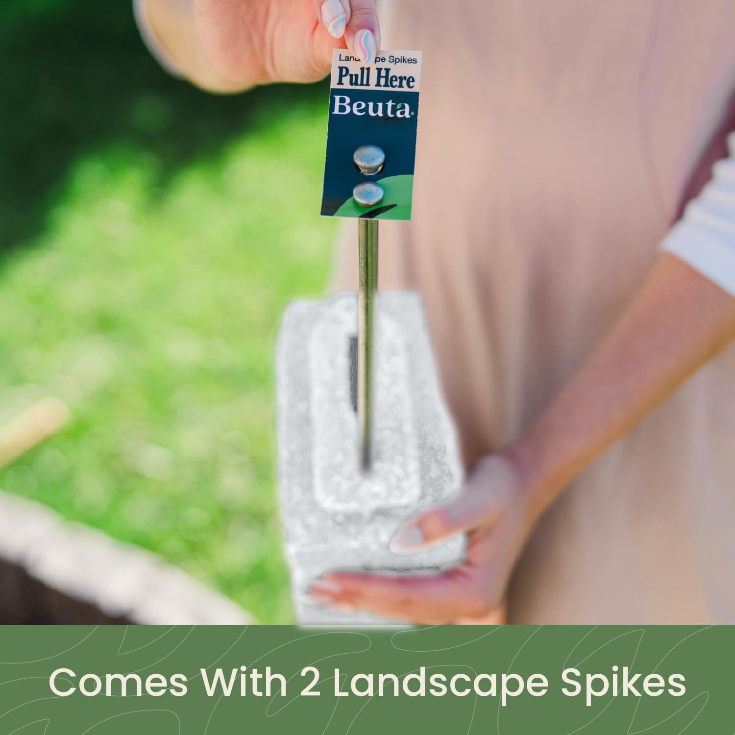 Beuta Landscape Edging | Garden Edging Border | Faux Stone Blocks for Lawn Edging, Flower Beds & Yard Edging – 1 Pack | Each Section Has 6 Blocks 48" L x 4" W x 6.5" H | 2 Spikes | Limewash