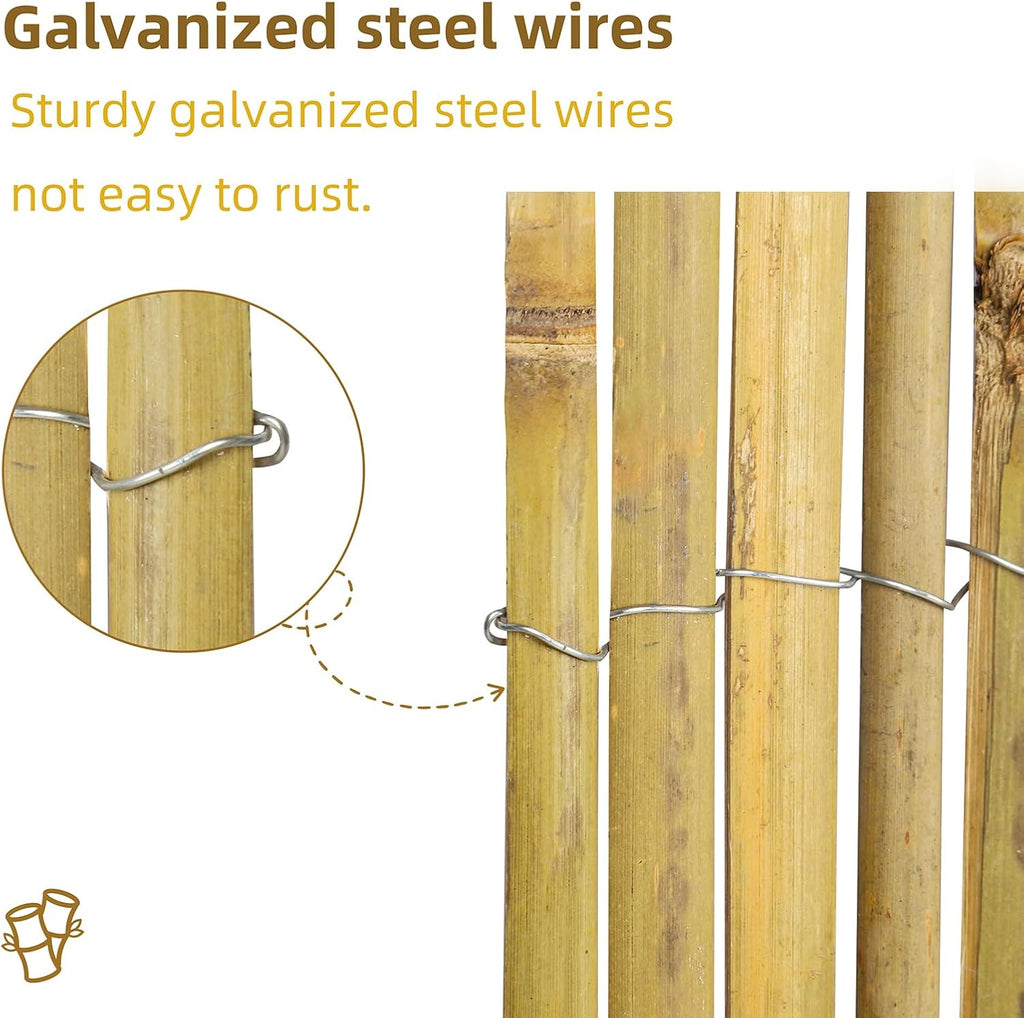 Natural Bamboo Slat Screening,6.5FT x 13FT Bamboo Fence Panel for Garden Privacy Fence Screen for Indoor or Outdoor(2mx4m Approx)