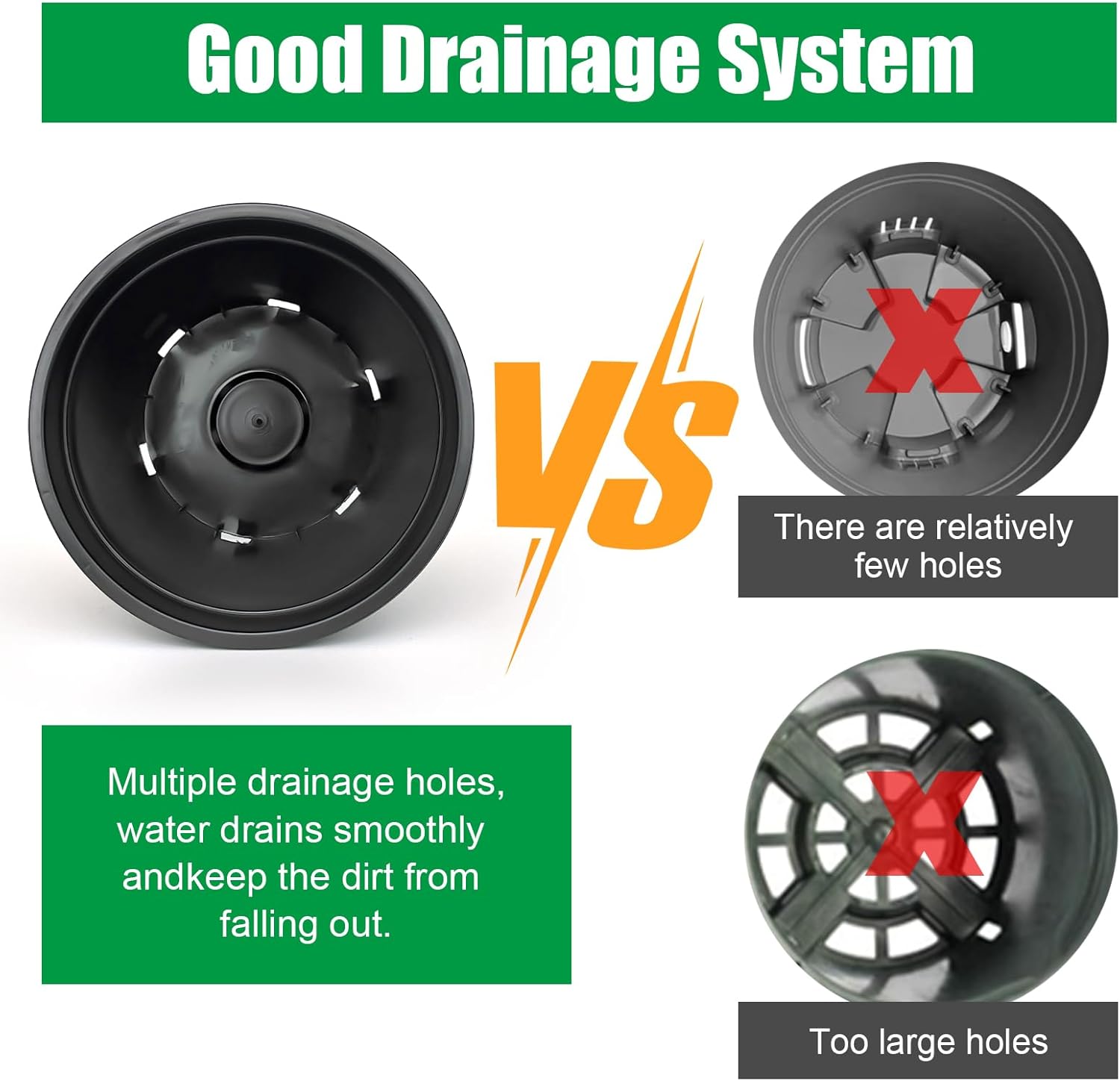 1.5 Gallon Plastic Nursery Pots, 7.5 Inch Round Plant Pots with Drainage Holes, 15 Pack Flower Pots for Outdoor Indoor Plants, Flowers, Gardening Gifts for Women, Black