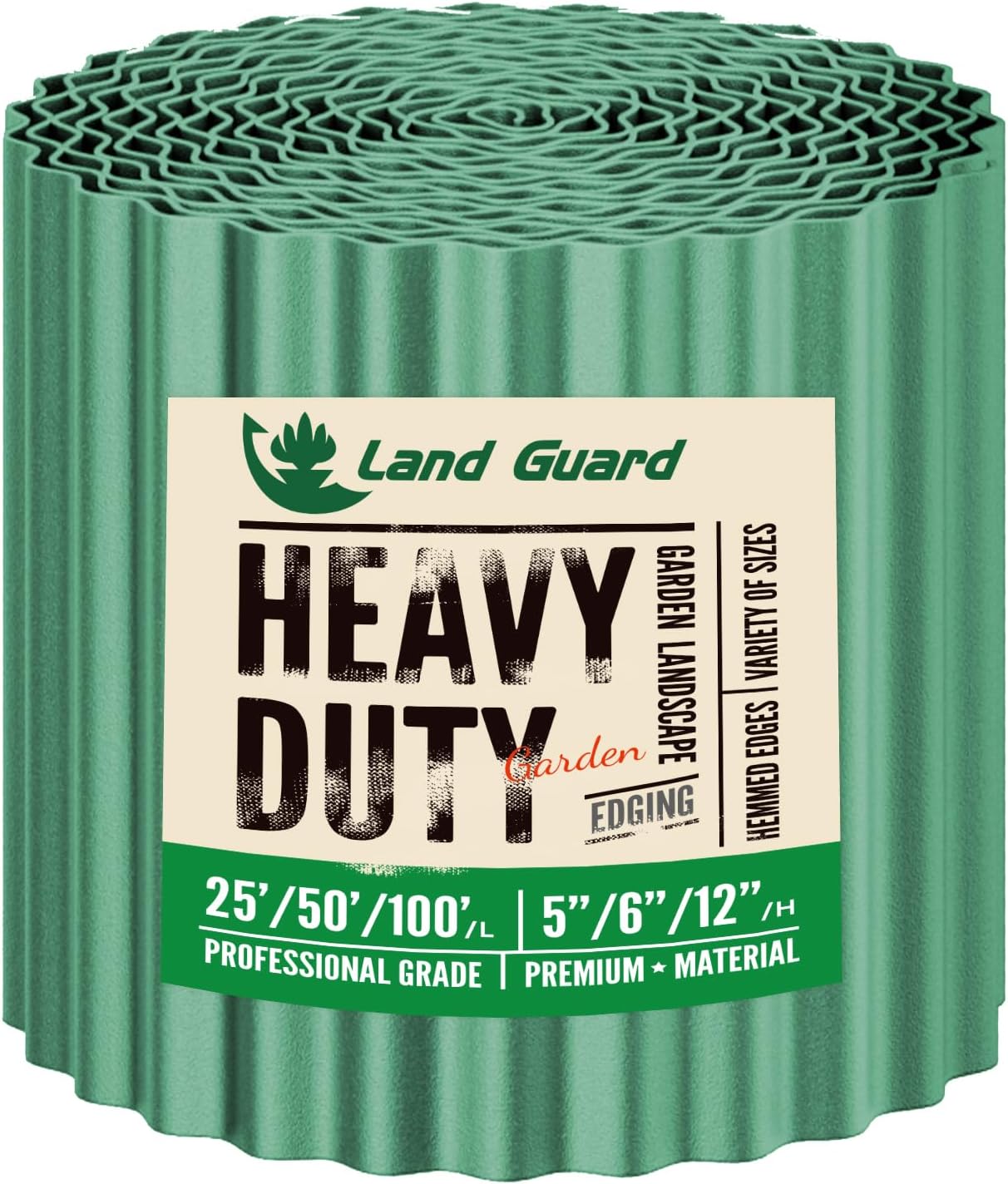 Land Guard Corrugated Metal Garden Edging, 6"×50Ft Steel Landscape Edging, Corrugated Metal Yard Edging Borders, Steel Edging for Landscaping, Garden Fence, Lawn, Flower Bed (Olive-Green)