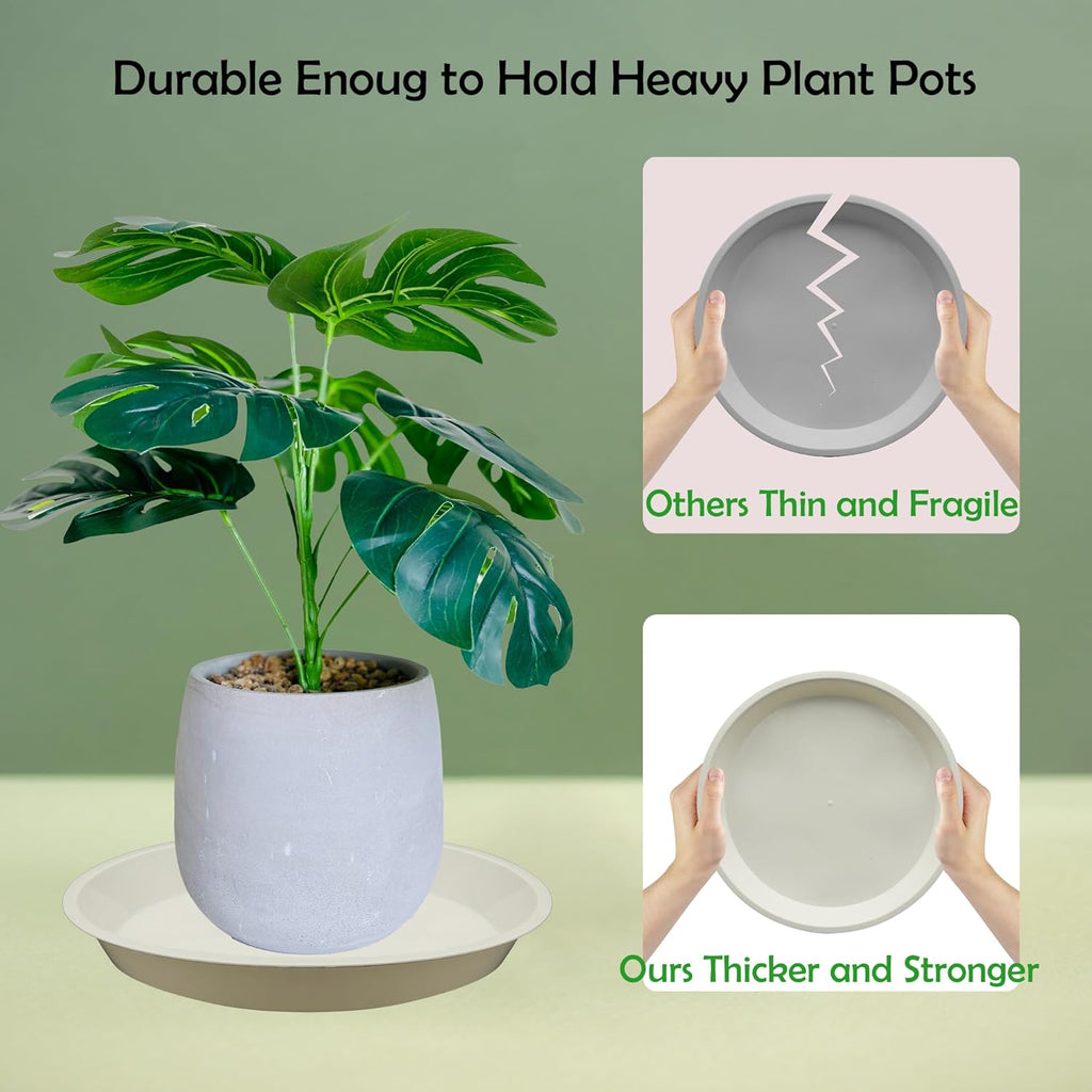4 Pack 14 Inch Round Plant Saucers for Less 11.8 Inch Pot Indoors Outdoors Plant Trays for Pots Planter Saucer Plastic Plant Drip Tray Planter Water Tray for Potted Plants(White, 13.8"(4pcs))
