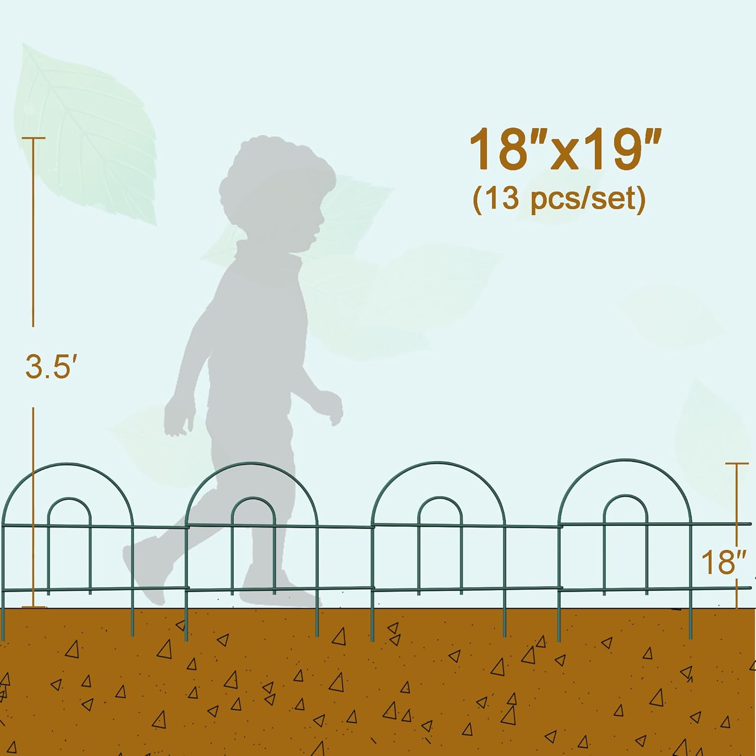 Decorative Garden Folding Border Fence, Metal Wire Edging Flower Fence Panel 18in X20ft Outdoor Patio Landscape