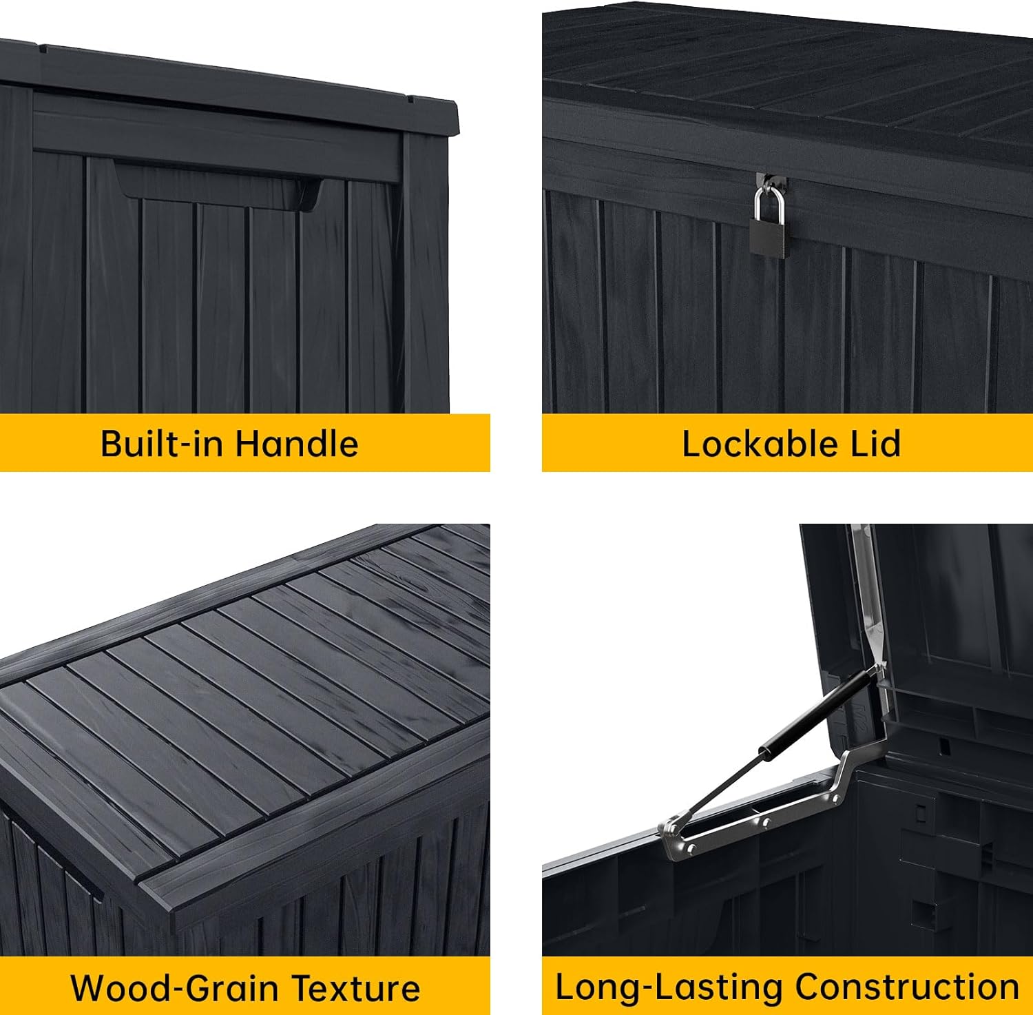 DRATO 180 Gallon Deck Box, Waterproof Resin Large Outdoor Storgae Box for Patio Furniture, Patio Cushions, Gardening Tools, Pool and Sports Supplies, Lockable