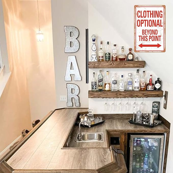 Clothing Optional Beyond This Point Sign Vintage Metal Tin Signs Man Cave Decor Bar Signs Wall Decor For Room Gifts For Men Red Sign 12 X 8 Inch