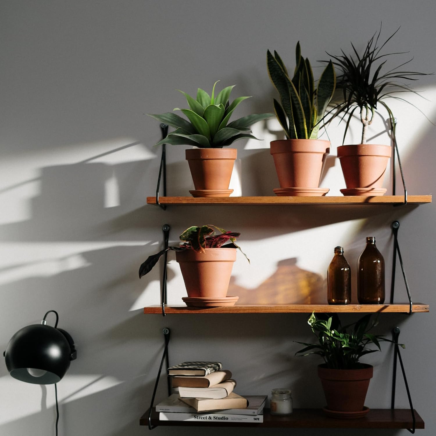 JUSTOYOU 14" Large Artificial Succulent Faux Agave Plant in Pot, Fake Potted Desk Plant Realistic Greenery Artificial Plants for Indoor Office Home Decor Bathroom Kitchen Shelf (Dark Green)