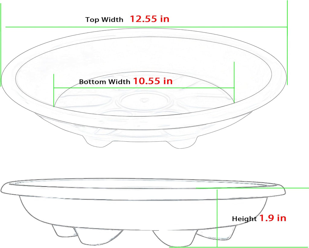 6 Pack of Plant Saucer 12 inch, Plant Trays for Indoors No Holes, Plant Drip Trays for Indoors Outdoor, Plant Water Tray for Planters, Gray