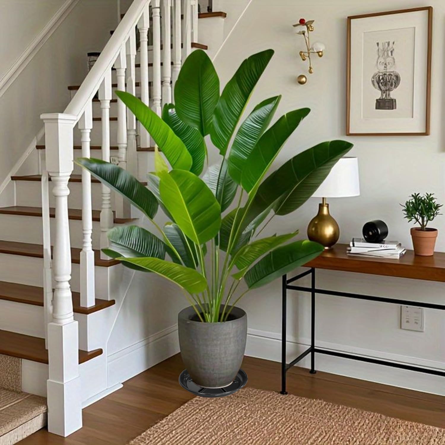 6 Pack of 12 inch Plant Saucer, Large Heavy Duty Plastic Plant Saucers Round, Plant Drip Trays for Indoors Outdoor, Plant Water Tray for Planters, Black