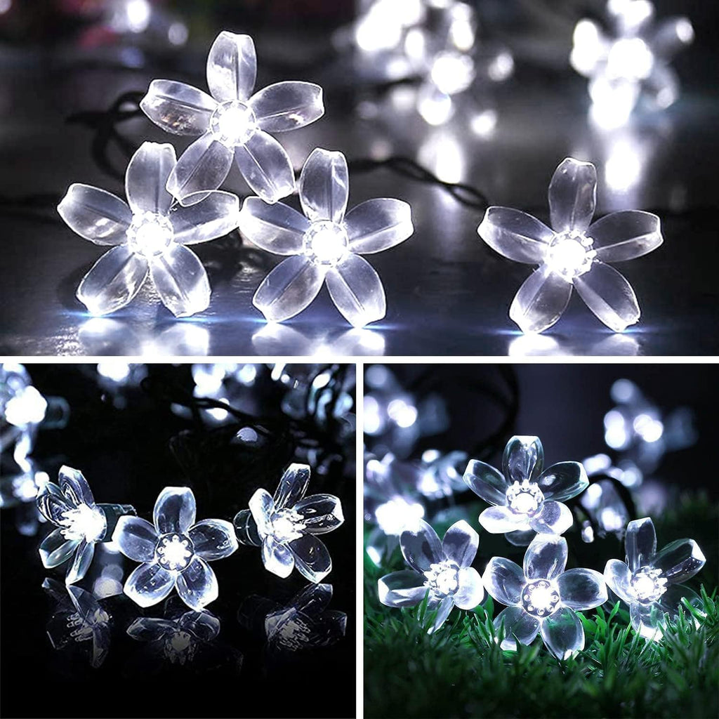 ITICdecor Outdoor Solar Flower String Lights Waterproof 50 LED Fairy Light Decorations for Christmas Tree Garden Patio Fence Yard Spring (Cool White)