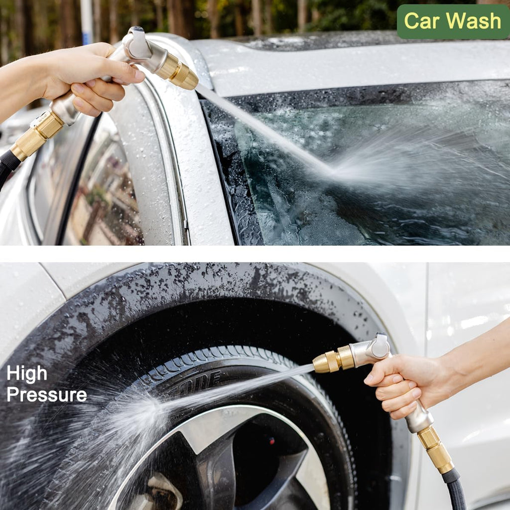 FANHAO Professional Heavy Duty Garden Hose Nozzle, 100% Metal Thumb Control Water Nozzle with Brass Tip, High Pressure Adjustable Water Hose Sprayer for Lawn & Plant Watering, Car & Pet Washing