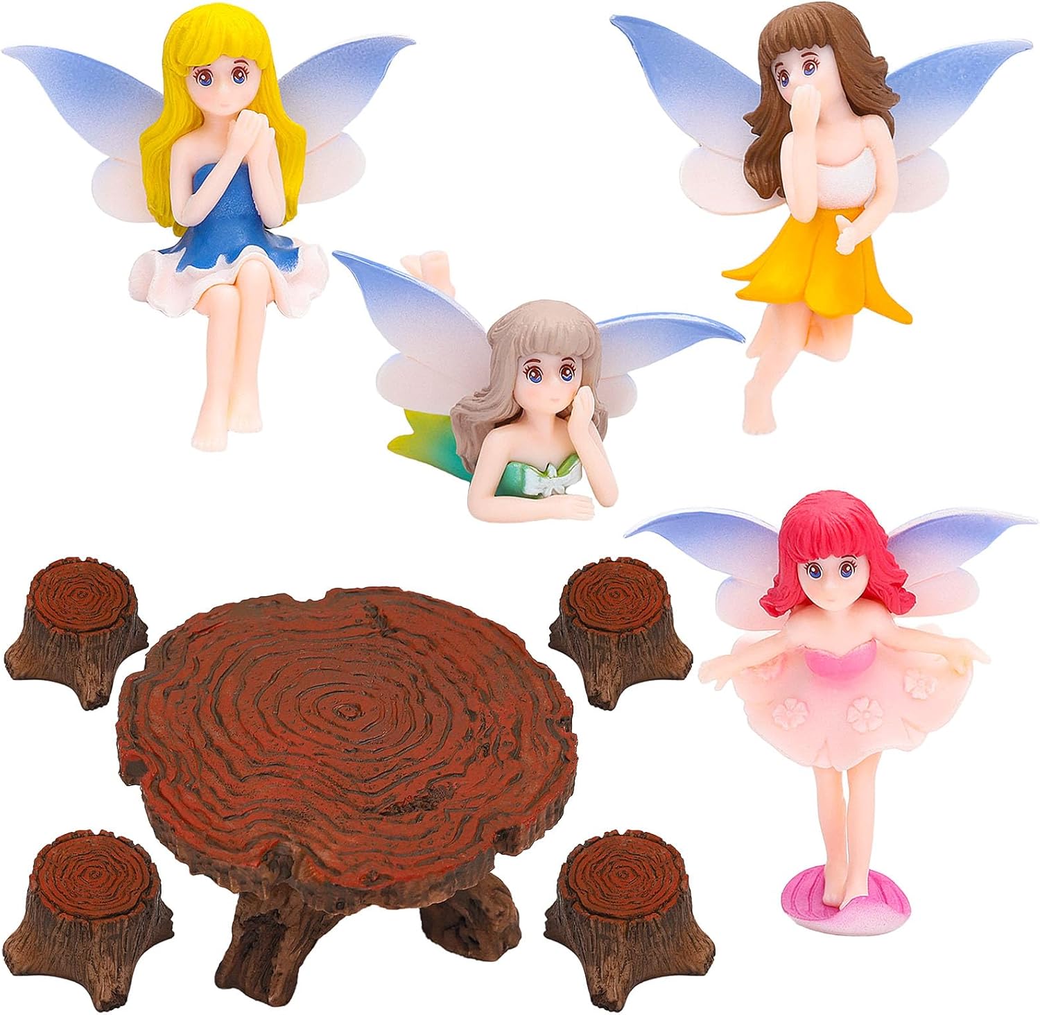 ONEST 9 Pieces Miniature Fairy Garden Accessories Small Fairy Figurines Hand Painted Fairies Figures for Car Decor Garden Flower Pot Birthday Cake Topper