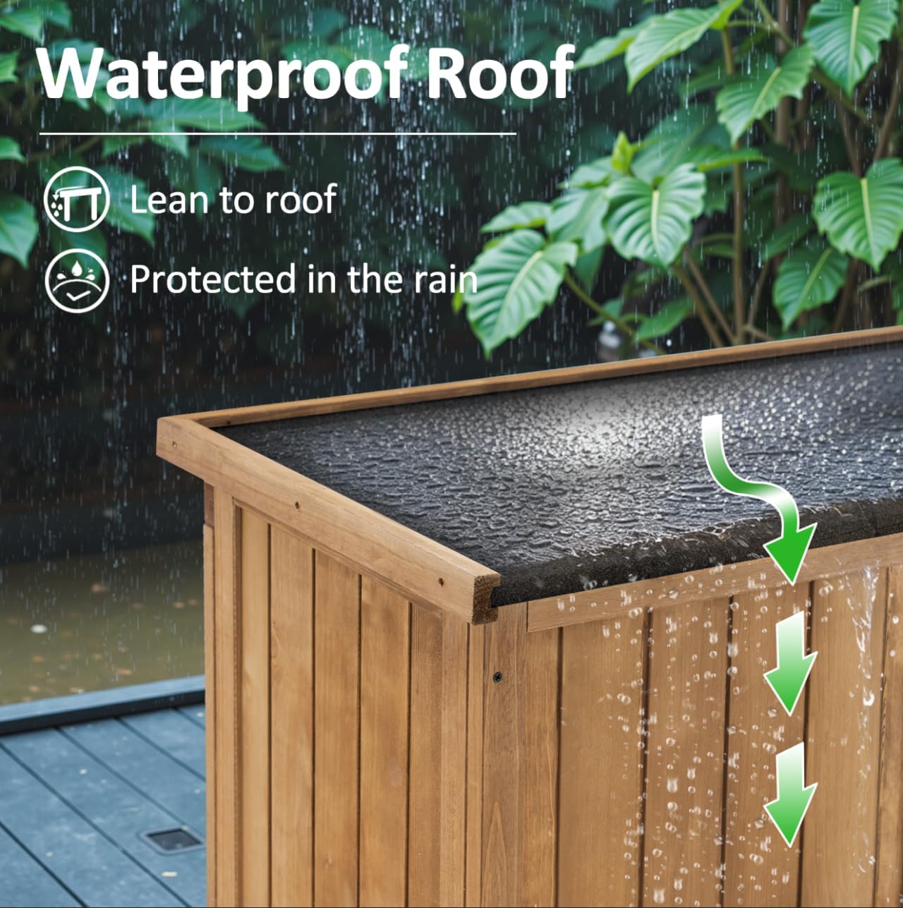 MCombo Outdoor Storage Cabinet, Garden Storage Shed, Outside Vertical Shed with Lockers, Outdoor 63 Inches Wood Tall Cabinet for Yard and Patio 0870 (Natural)