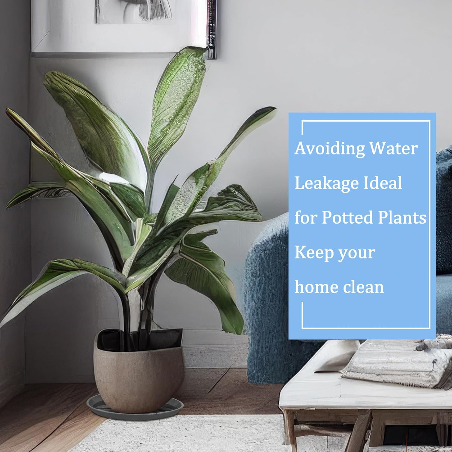 Eccliy 12 Pcs Plastic Plant Saucers Round Plant Tray Large Flower Pot Heavy Duty Planter Water Trays Thick Planter Drip Saucers for Indoors and Outdoors(16 Inch,Gray)