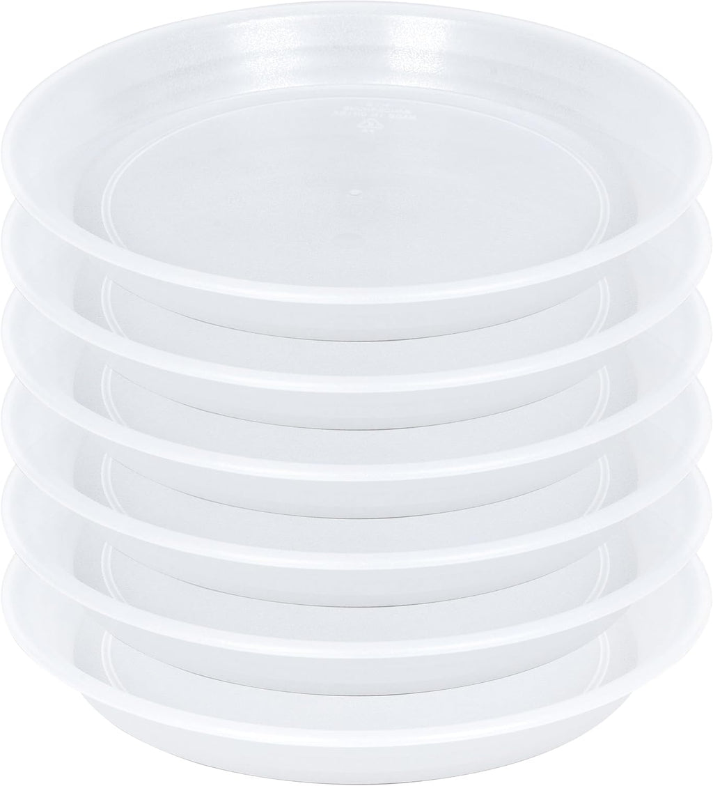 6 Pack Plant Saucer Drip Tray 9 10 inch, Clear Plant Dishes Saucer Plastic Flower Planter Saucers and Drip Trays for Indoors Outdoors, Heavy Durable Plant Plate Water Catcher (10", Clear)