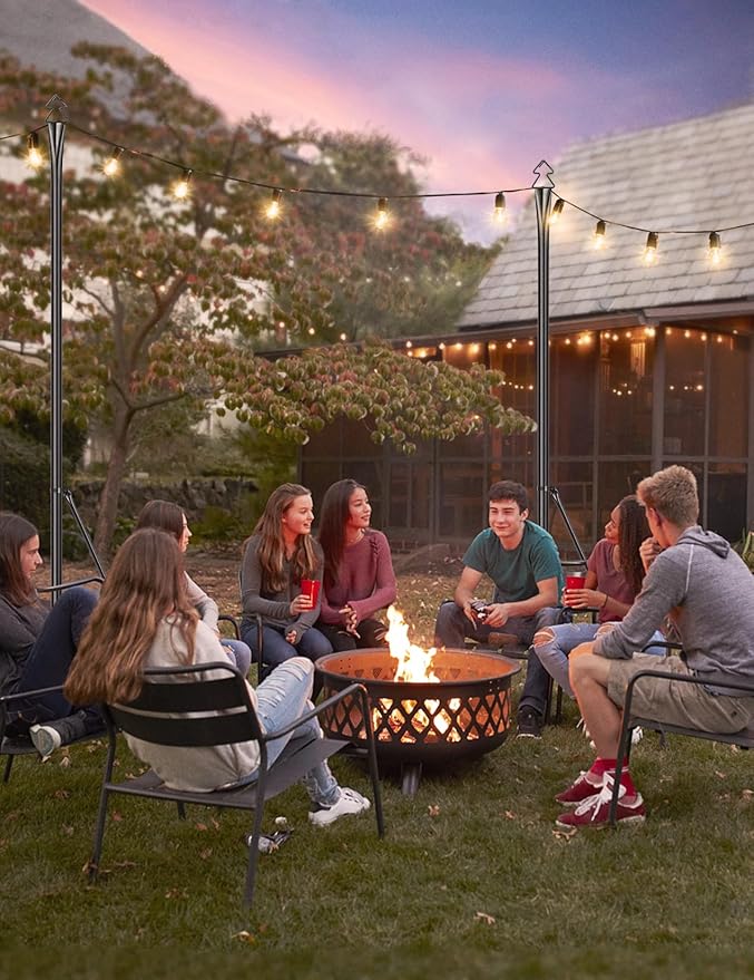 LOPANNY String Light Poles for Outside - 2 Pack 9.8FT Poles for Outdoor String Lights, Outdoor Light Poles for String Lights Hanging - Backyard, Garden, Patio, Deck Lighting Stand for Parties, Wedding