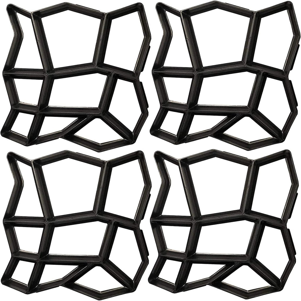 Walk Path Maker, Pathmate Stone Mold Paving Pavement Concrete Molds Stepping Stone Paver Walk Way Cement Molds for Patio, Lawn & Garden(4 Packs 13 x 13 x 1.4 inch)