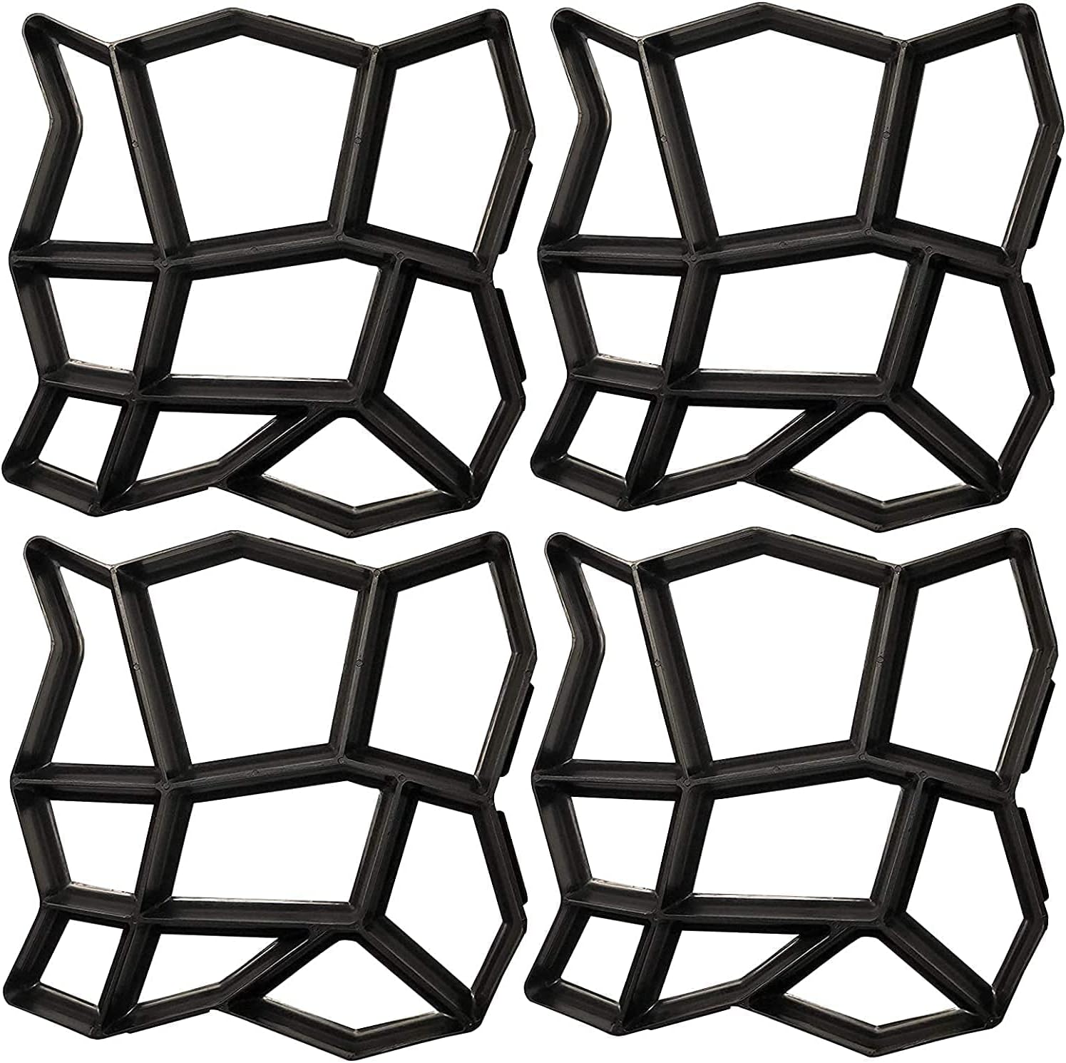 Walk Path Maker, Pathmate Stone Mold Paving Pavement Concrete Molds Stepping Stone Paver Walk Way Cement Molds for Patio, Lawn & Garden(4 Packs 13 x 13 x 1.4 inch)